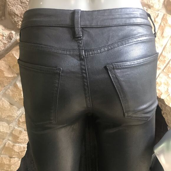 Lucky Brand Brooke Legging Jean Coated Black Women's Size 0/25, Inseam: 29 - Picture 4 of 7